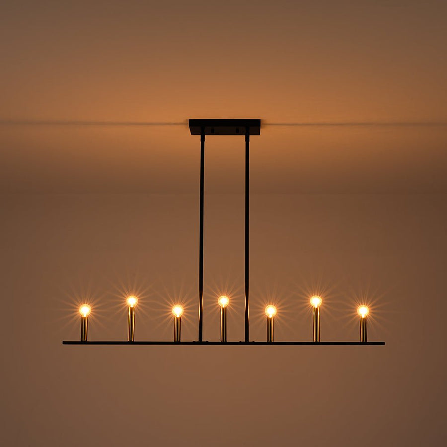 Farmhouze Light - Farmhouse 7 - Light Linear Candle Kitchen Island Pendant - Chandelier - 7 Bulbs - 