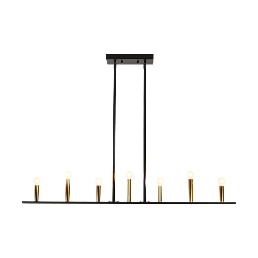 Farmhouze Light - Farmhouse 7 - Light Linear Candle Kitchen Island Pendant - Chandelier - 7 Bulbs - 
