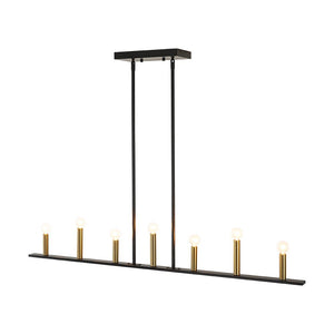 Farmhouze Light - Farmhouse 7 - Light Linear Candle Kitchen Island Pendant - Chandelier - 7 Bulbs - 