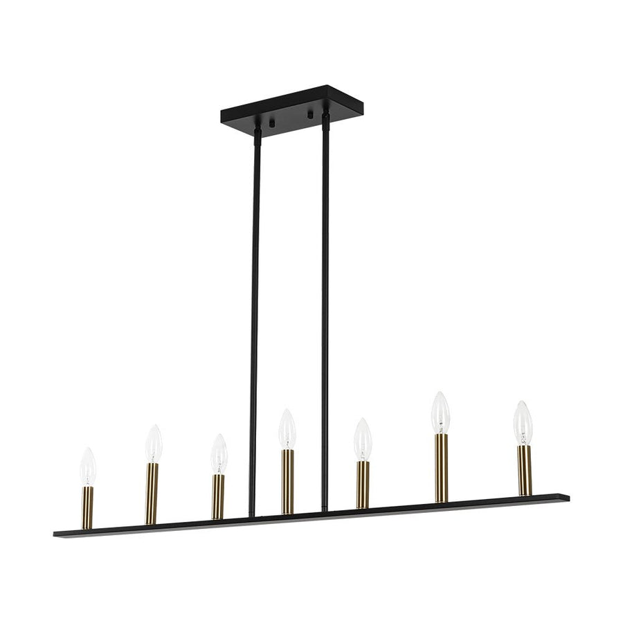 Farmhouze Light - Farmhouse 7 - Light Linear Candle Kitchen Island Pendant - Chandelier - 7 Bulbs - 