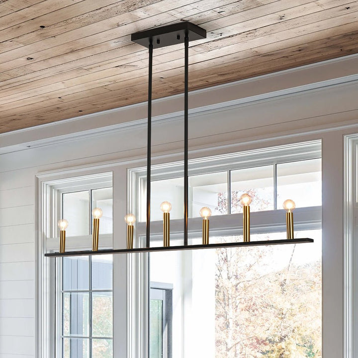 Farmhouze Light - Farmhouse 7 - Light Linear Candle Kitchen Island Pendant - Chandelier - 7 Bulbs - 