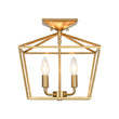 Load image into Gallery viewer, Farmhouze Light - Farmhouse Brass Candle Style Square Cage Ceiling Light - Ceiling Light - Brass - 
