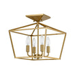 Load image into Gallery viewer, Farmhouze Light - Farmhouse Brass Candle Style Square Cage Ceiling Light - Ceiling Light - Brass - 
