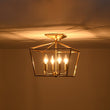 Load image into Gallery viewer, Farmhouze Light - Farmhouse Brass Candle Style Square Cage Ceiling Light - Ceiling Light - Brass - 
