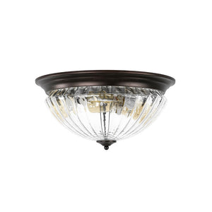 Farmhouze Light - Farmhouse Clear Ribbed Glass Flush Mount Ceiling Light - Ceiling Light - Oil Rubbed Bronze - 