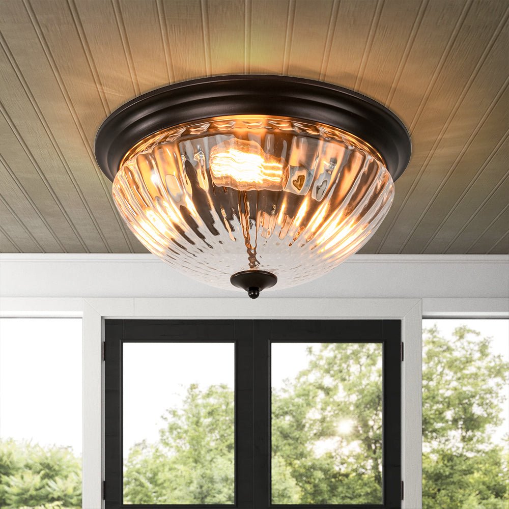 Farmhouse Clear Ribbed Glass Ceiling Flush Mount | Farmhouze Light
