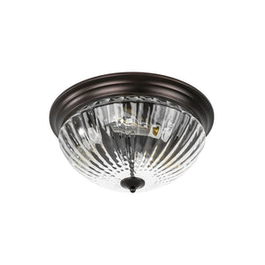 Farmhouze Light - Farmhouse Clear Ribbed Glass Flush Mount Ceiling Light - Ceiling Light - Oil Rubbed Bronze - 