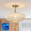 Load image into Gallery viewer, Farmhouze Light-Farmhouse Coastal Woven Rope Round Cage Semi Flush Mount-Ceiling Light-Ivory String-
