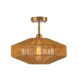 Load image into Gallery viewer, Farmhouze Light-Farmhouse Coastal Woven Rope Round Cage Semi Flush Mount-Ceiling Light-Ivory String-
