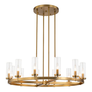 Farmhouze Light-Farmhouse Cylinder Shade Large 12-Light Ring Chandelier-Chandelier-Brass-