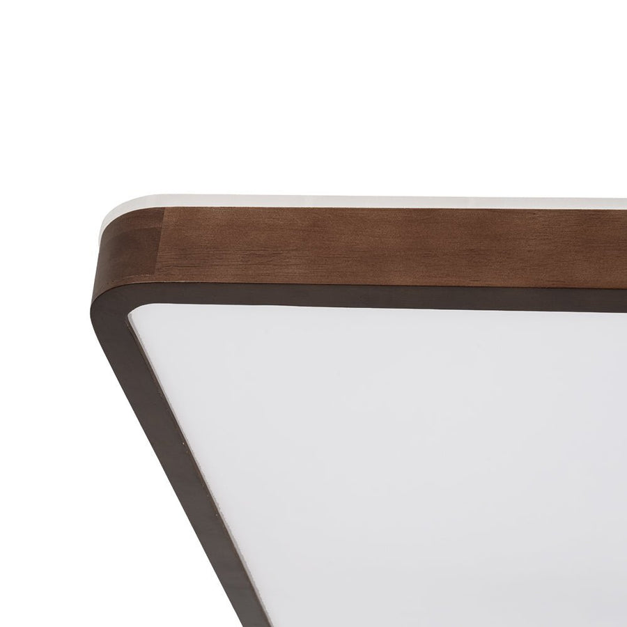 Rustic Walnut Wood Dimmable LED Rectangle Flush Mount Farmhouze Light