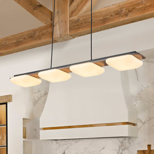 Farmhouze Light - Farmhouse Dimmable LED Wood Island Pendant Chandelier - Chandelier - Square Shade - 