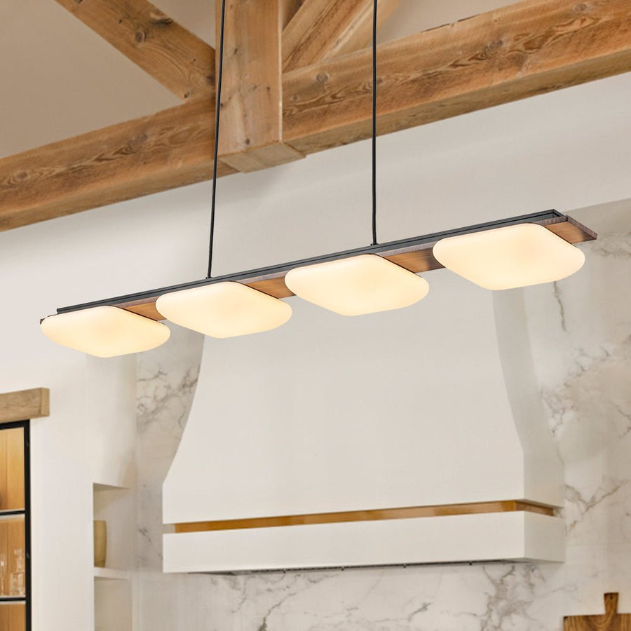 Farmhouze Light - Farmhouse Dimmable LED Wood Island Pendant Chandelier - Chandelier - Square Shade - 