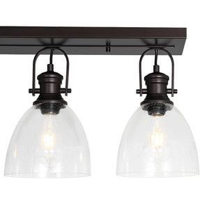 Farmhouze Light - Farmhouse Dual Mount Seeded Glass Linear Ceiling Light - Ceiling Light - Oil - Rubbed Bronze - 