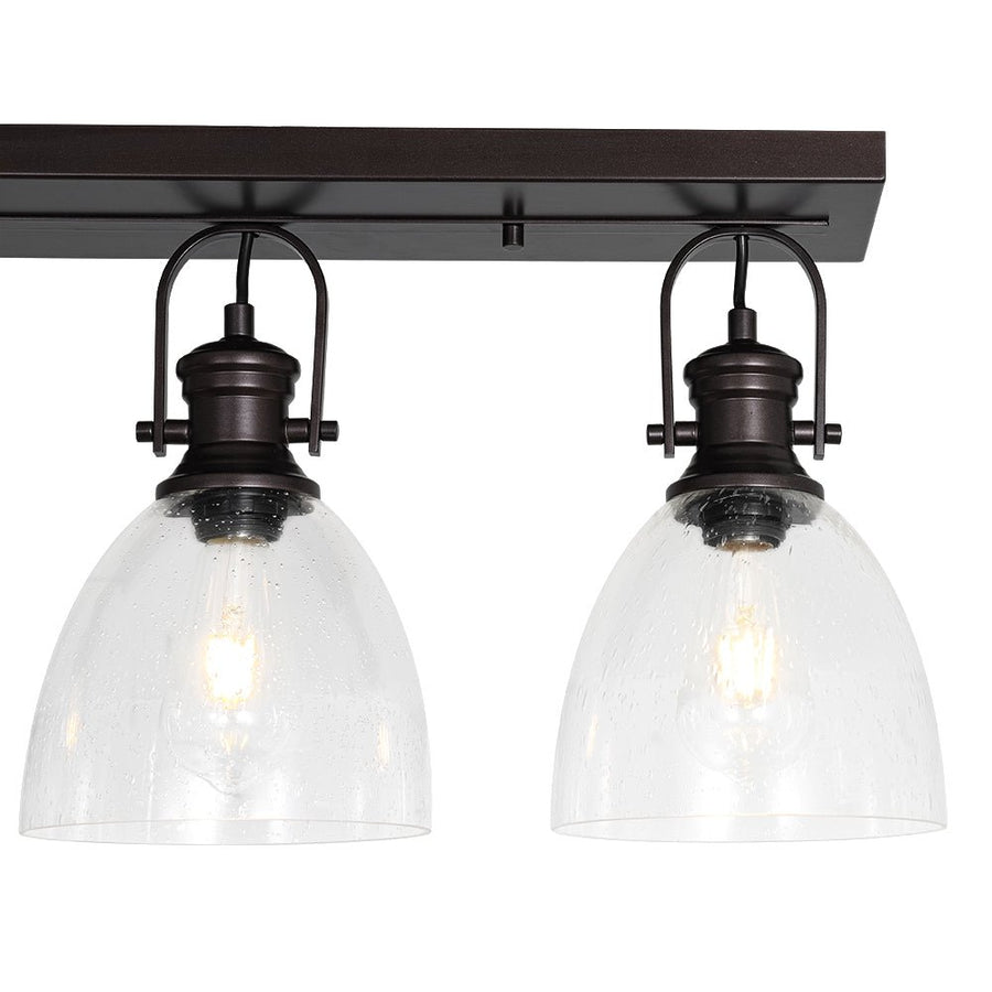 Farmhouze Light - Farmhouse Dual Mount Seeded Glass Linear Ceiling Light - Ceiling Light - Oil - Rubbed Bronze - 