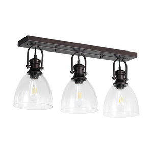 Farmhouze Light - Farmhouse Dual Mount Seeded Glass Linear Ceiling Light - Ceiling Light - Oil - Rubbed Bronze - 