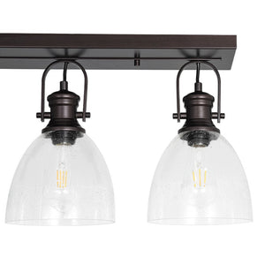 Farmhouze Light - Farmhouse Dual Mount Seeded Glass Linear Ceiling Light - Ceiling Light - Oil - Rubbed Bronze - 