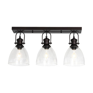 Farmhouze Light - Farmhouse Dual Mount Seeded Glass Linear Ceiling Light - Ceiling Light - Oil - Rubbed Bronze - 