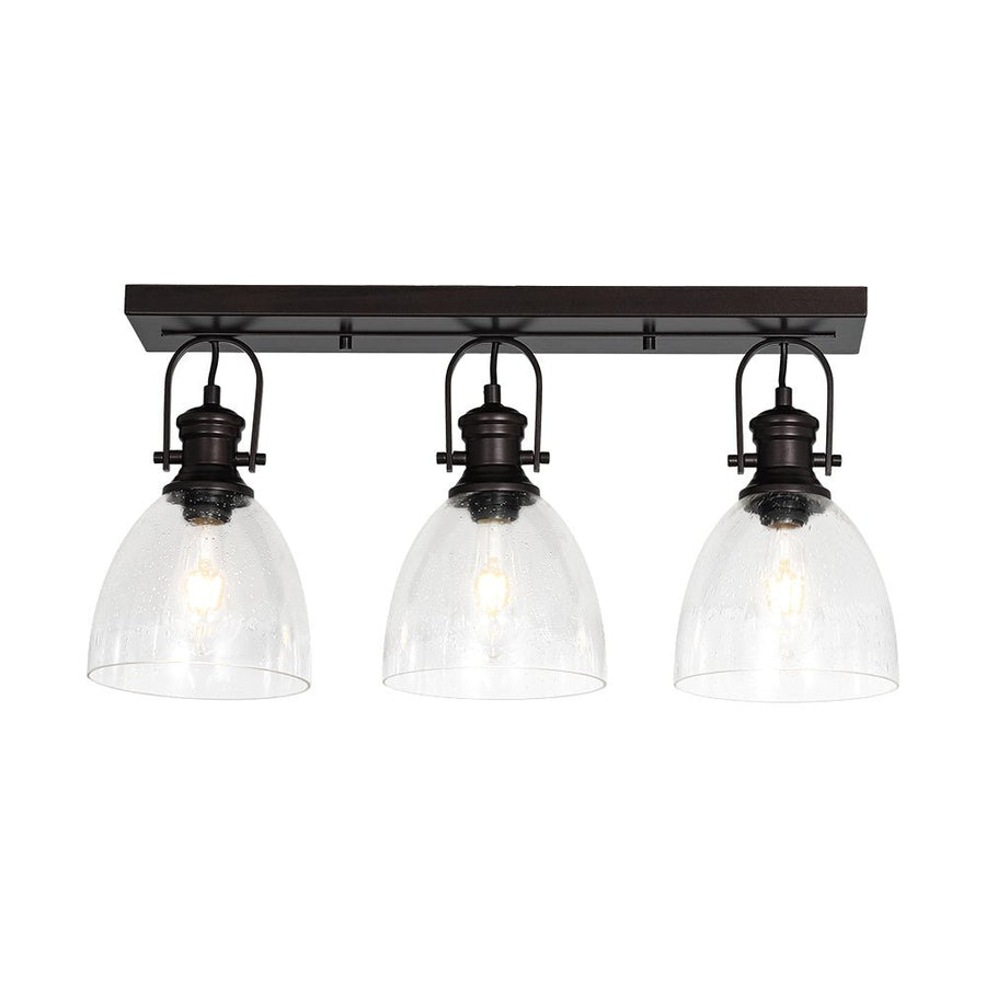 Farmhouze Light - Farmhouse Dual Mount Seeded Glass Linear Ceiling Light - Ceiling Light - Oil - Rubbed Bronze - 