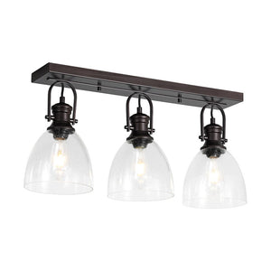 Farmhouze Light - Farmhouse Dual Mount Seeded Glass Linear Ceiling Light - Ceiling Light - Oil - Rubbed Bronze - 