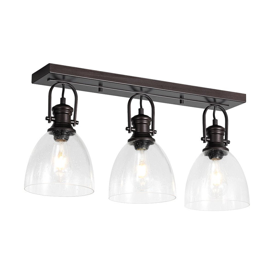 Farmhouze Light - Farmhouse Dual Mount Seeded Glass Linear Ceiling Light - Ceiling Light - Oil - Rubbed Bronze - 