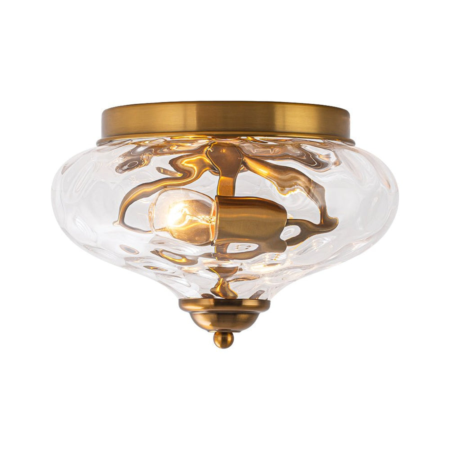 Farmhouze Light - Farmhouse Glass Flush Mount Ceiling Light - Ceiling Light - Gold/Clear Glass - 1 Pack - 