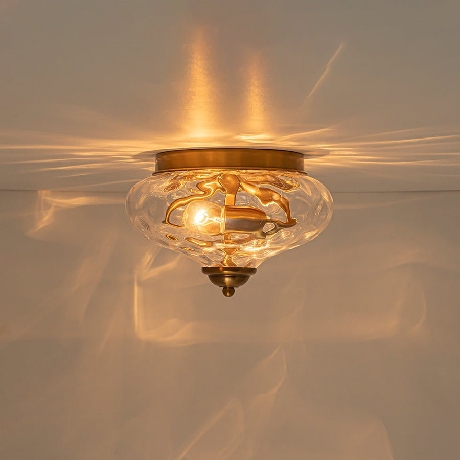 Farmhouze Light - Farmhouse Glass Flush Mount Ceiling Light - Ceiling Light - Gold/Clear Glass - 2 Packs - 