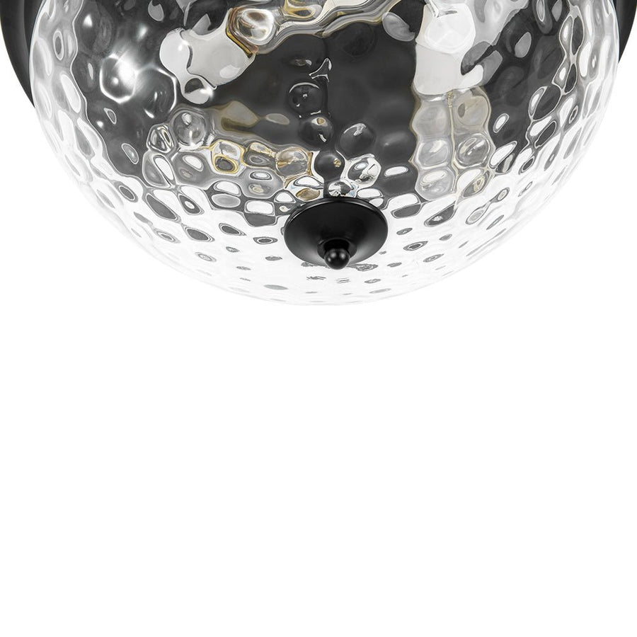 Farmhouze Light - Farmhouse Hammered Glass Round Flush Mount Ceiling Light - Ceiling Light - Black - 