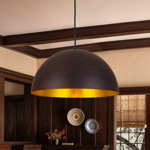 Farmhouze Light - Farmhouse Industrial Oversized Iron Dome Pendant - Chandelier - Red Rusty - 15 in.
