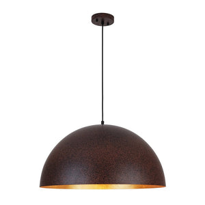 Farmhouze Light - Farmhouse Industrial Oversized Iron Dome Pendant - Chandelier - Red Rusty - 15 in.