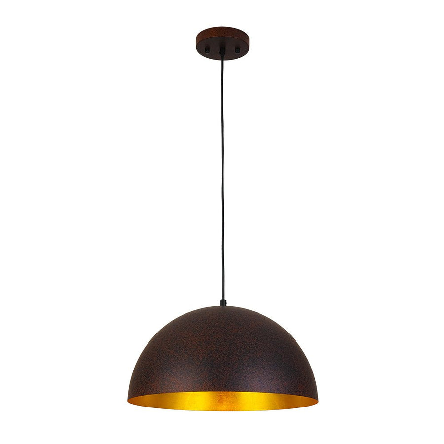 Farmhouze Light - Farmhouse Industrial Oversized Iron Dome Pendant - Chandelier - Red Rusty - 15 in.