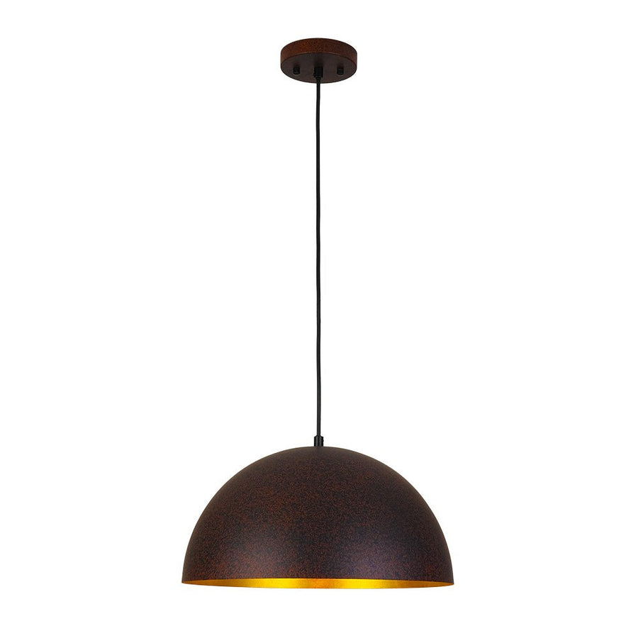 Farmhouze Light - Farmhouse Industrial Oversized Iron Dome Pendant - Chandelier - Red Rusty - 15 in.