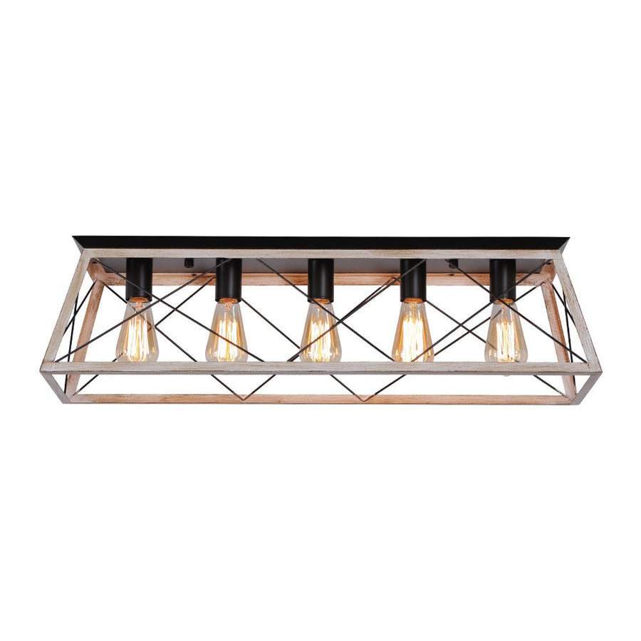 Farmhouze Light - Farmhouse Rectangle Cage Island Flush Mount Ceiling Light - Ceiling Light - Matte Black - 