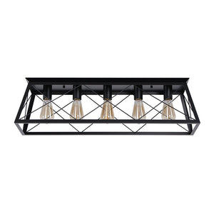 Farmhouze Light - Farmhouse Rectangle Cage Island Flush Mount Ceiling Light - Ceiling Light - Matte Black - 