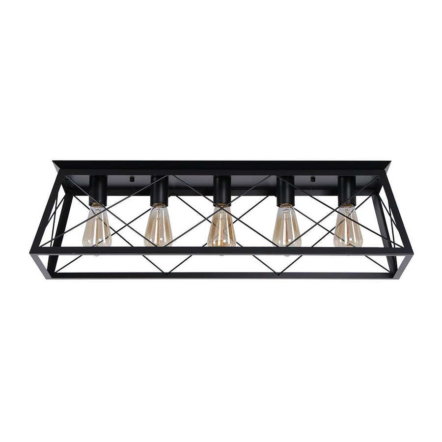 Farmhouze Light - Farmhouse Rectangle Cage Island Flush Mount Ceiling Light - Ceiling Light - Matte Black - 