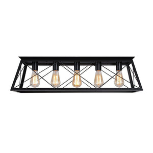 Farmhouze Light - Farmhouse Rectangle Cage Island Flush Mount Ceiling Light - Ceiling Light - Matte Black - 