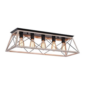 Farmhouze Light - Farmhouse Rectangle Cage Island Flush Mount Ceiling Light - Ceiling Light - Matte Black - 