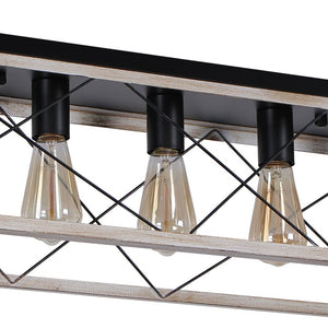 Farmhouze Light - Farmhouse Rectangle Cage Island Flush Mount Ceiling Light - Ceiling Light - Matte Black - 