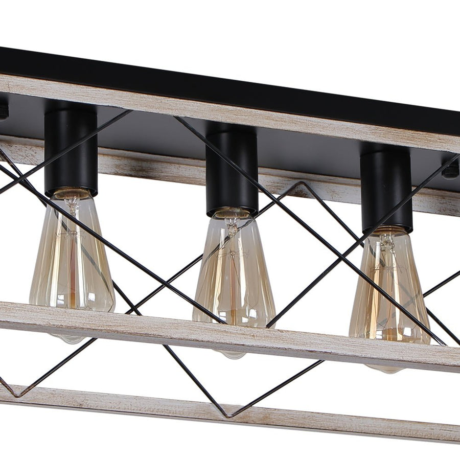 Farmhouze Light - Farmhouse Rectangle Cage Island Flush Mount Ceiling Light - Ceiling Light - Matte Black - 