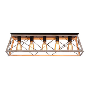 Farmhouze Light - Farmhouse Rectangle Cage Island Flush Mount Ceiling Light - Ceiling Light - Matte Black - 