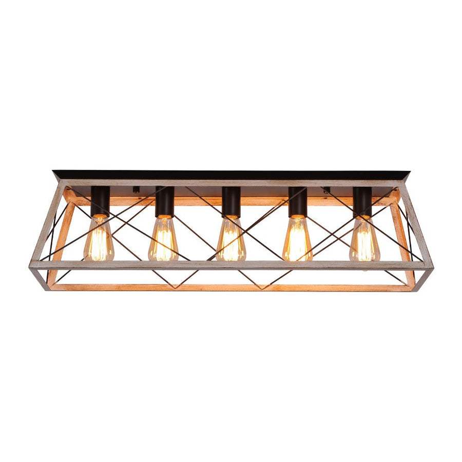 Farmhouze Light - Farmhouse Rectangle Cage Island Flush Mount Ceiling Light - Ceiling Light - Matte Black - 