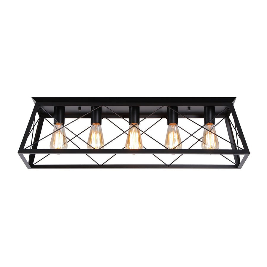 Farmhouze Light - Farmhouse Rectangle Cage Island Flush Mount Ceiling Light - Ceiling Light - Matte Black - 