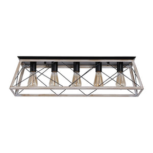 Farmhouze Light - Farmhouse Rectangle Cage Island Flush Mount Ceiling Light - Ceiling Light - Matte Black - 
