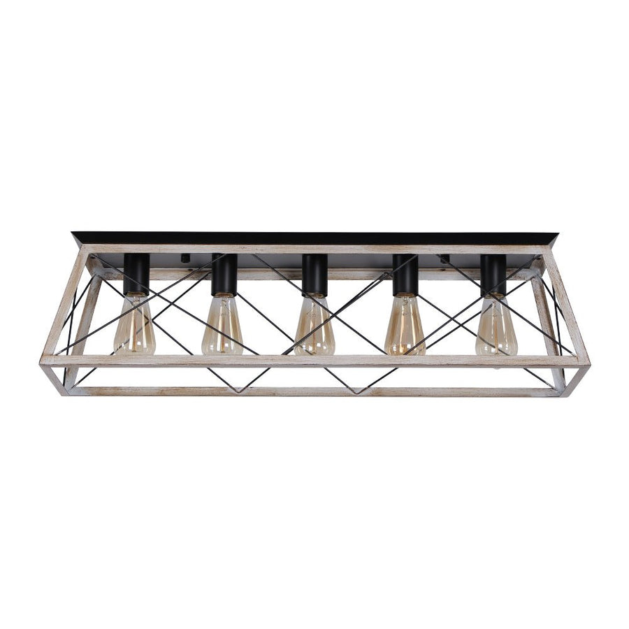 Farmhouze Light - Farmhouse Rectangle Cage Island Flush Mount Ceiling Light - Ceiling Light - Matte Black - 