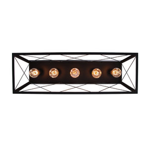 Farmhouze Light - Farmhouse Rectangle Cage Island Flush Mount Ceiling Light - Ceiling Light - Matte Black - 