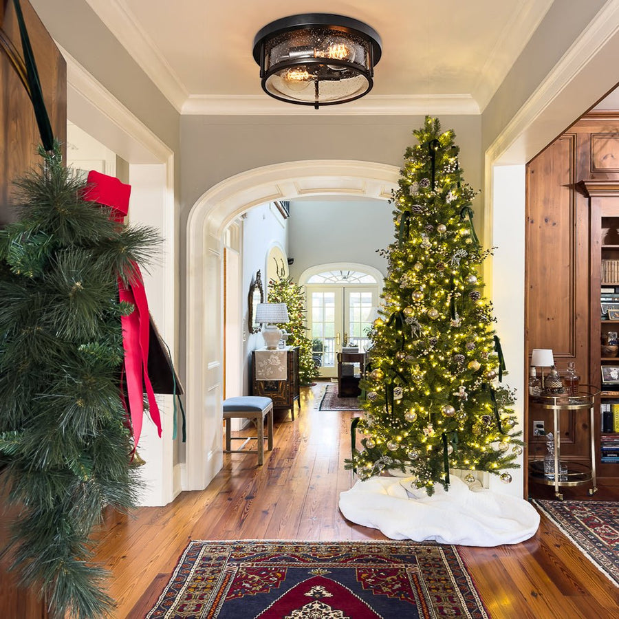 Farmhouze Light - Farmhouse Round Glass Flush Mount - Ceiling Light - 