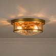 Load image into Gallery viewer, Farmhouze Light-Farmhouse Round Hammered Glass Semi Flush Mount Light-Ceiling Light-Brass-
