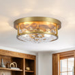 Load image into Gallery viewer, Farmhouze Light-Farmhouse Round Hammered Glass Semi Flush Mount Light-Ceiling Light-Brass-
