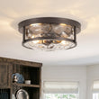 Load image into Gallery viewer, Farmhouze Light-Farmhouse Round Hammered Glass Semi Flush Mount Light-Ceiling Light-Oil-Rubbed Bronze-
