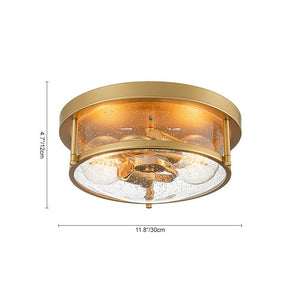 Farmhouze Light - Farmhouse Round Seeded Glass Flush Mount Light - Ceiling Light - Nickel - 